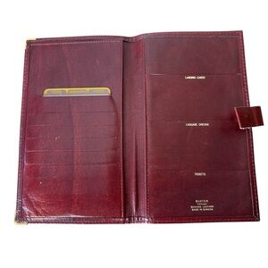 BUXTON Vintage Burgundy Red Tiffany Passport Travel Wallet Snap Closure